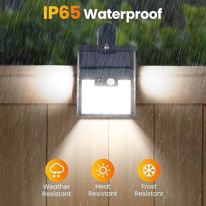 Clip On Solar Lights OutdoorMotion Sensor Outdoor Lights 72LEDs 600LM Clip on Solar Fence Lights Outdoor Waterproof LEDSolar Lights for Wall FenceDeck GutterCamping (4)
