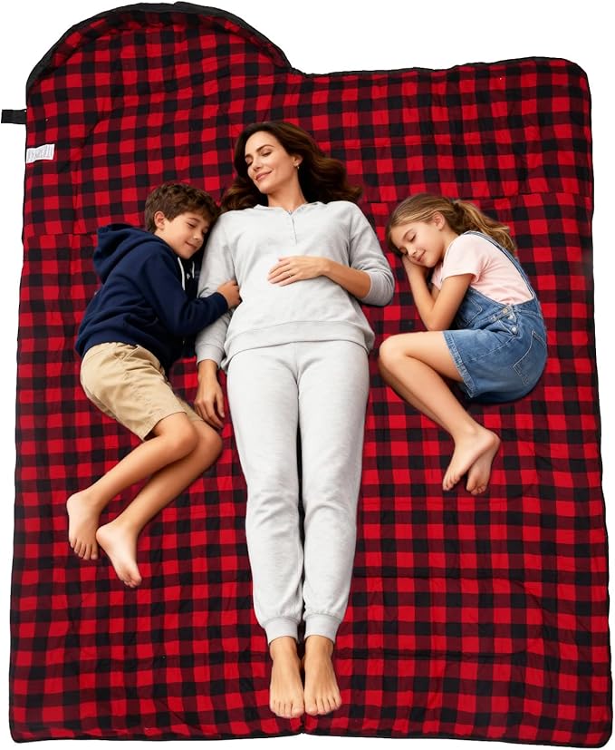 100% Cotton Flannel Sleeping Bag for Adults Big&ampTall Size Backpacking Lightweight Waterproof for Girls Boys Mens Teen for Camping Hiking Outdoor Travel with Compression Bags