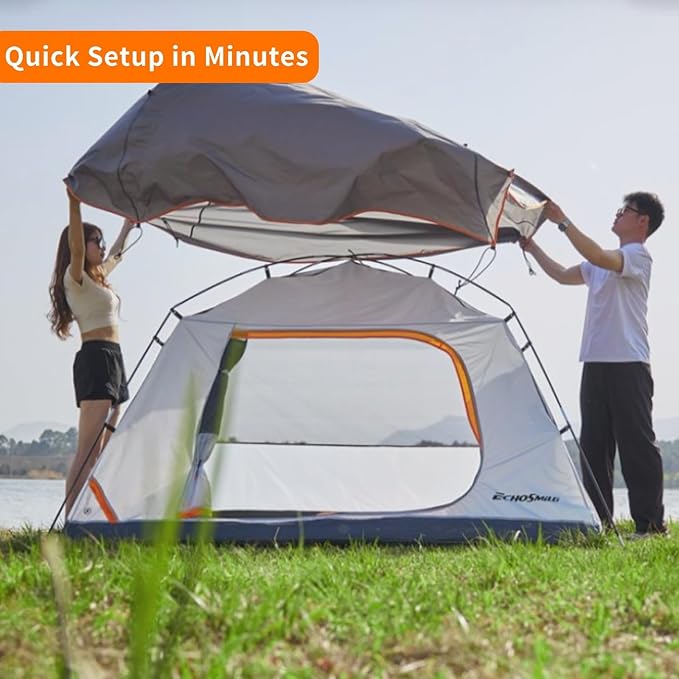 EchoSmile 2/4 Person Camping Tent Lightweight Dome Family Tent with Rainfly Easy Setup Waterproof &amp Windproof Outdoor Shelter for Group Hiking Backpacking 3-Season Use