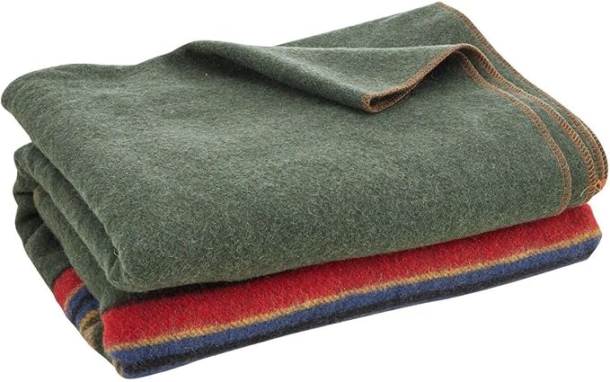 Wool Camping Blanket 64x88 Warm Outdoor Blanket for Hiking Travel