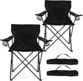 HaSteeL Foldable Camping Chair Set of 2 Folding Camp Chairs for Adults Large Portable Lawn Chair for Outdoors Fishing Hiking Travel Picnic Beach Supports 275lbs &amp Include Storage Bags (Blac