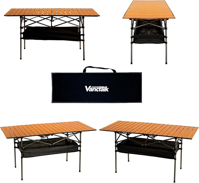 Outdoor Folding Table 7.93LBS Ultralight Camping Table with Built-in Storage &amp Carry Bag 225LBS Heavy Duty Aluminum Tabletop Carbon Steel Frame for Camping Picnic Beach BBQ