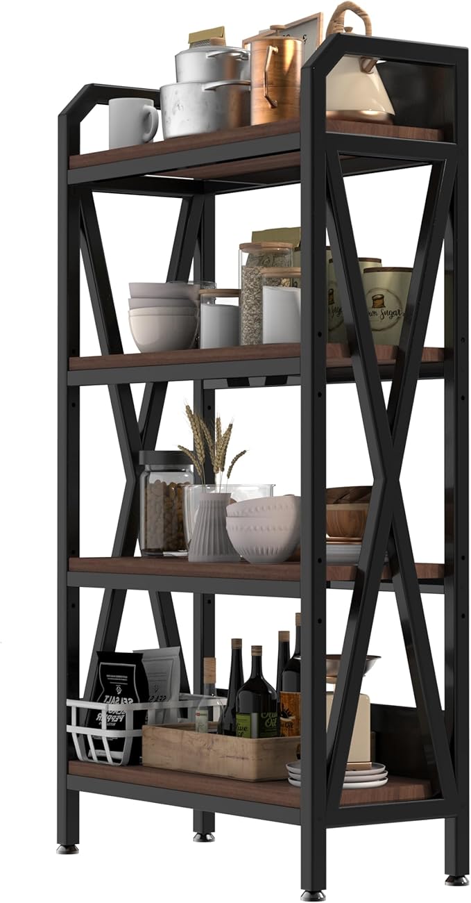 4-Tier Storage Shelf 56.3 x 33.5 x 15.8 inches Metal Frame with Wood Shelves 240 lbs Weight Capacity per Shelf
