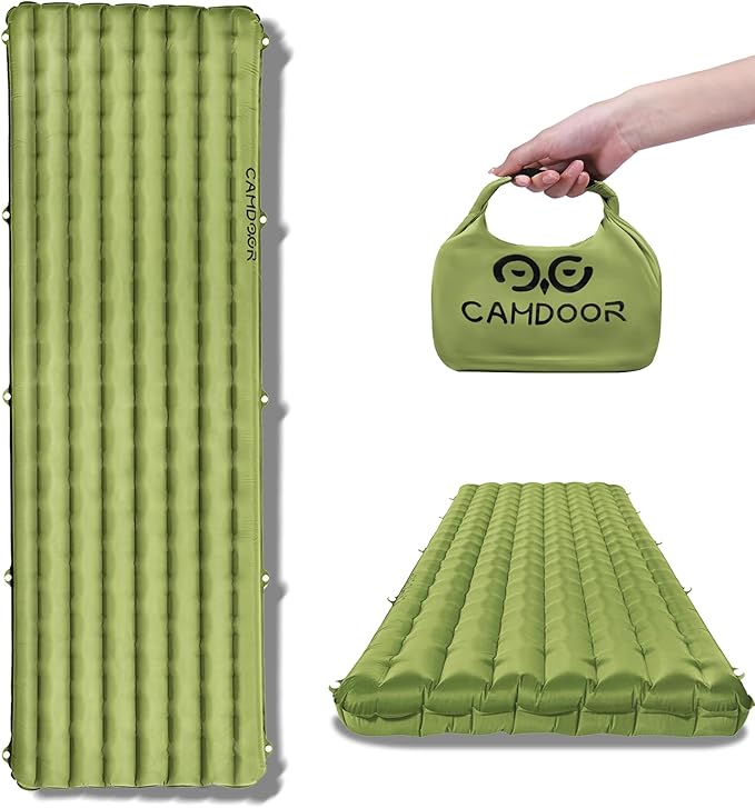 CAMDDOR Ultralight Sleeping Pad Patchworkable Sleeping Pad for Camping with Warm 6.8 R-Value Insulated Camping Mattress for Hiking Backpacking Outdoor with Inflatable Bag