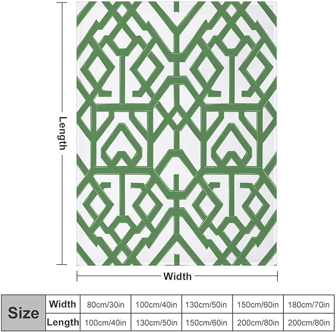 ArogGeld Imperial Trellis Geometric Green Warm Flannel Blankets Sage Green Geometric Stripes Luxury Plush Blanket for Gifts and Home Decoration 50x60in Christmas Housewarming Gift to Mom Dad