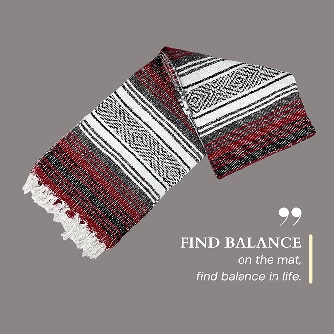 Genuine Oversized Artisan Mexican Falsa blanket (72inx48in) -Authentic Handcrafted Yoga Blanket Beach Throw Camping Essential Picnic Mat or Outdoor Wrap