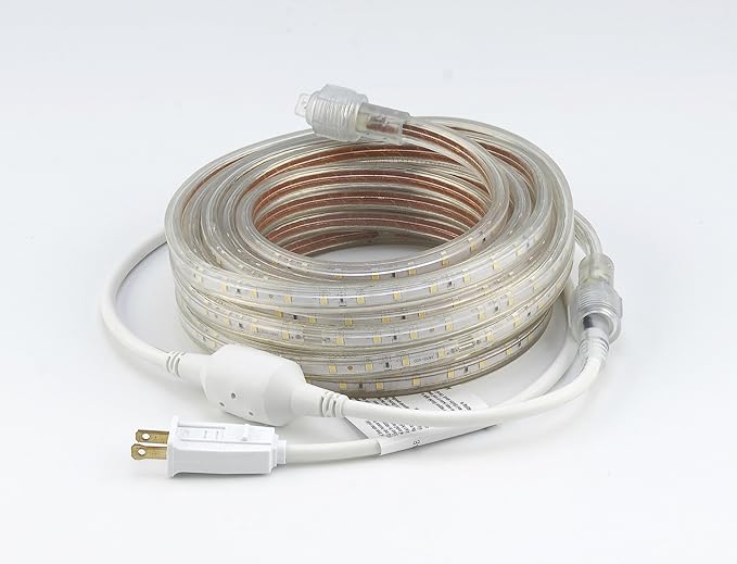 CBConcept UL Listed 164 FeetSuper Bright 45000 Lumen Yellow Dimmable 110-120V AC Flexible Flat LED Strip Rope LightCommercial Grade Indoor Outdoor use Ready to plug n shine