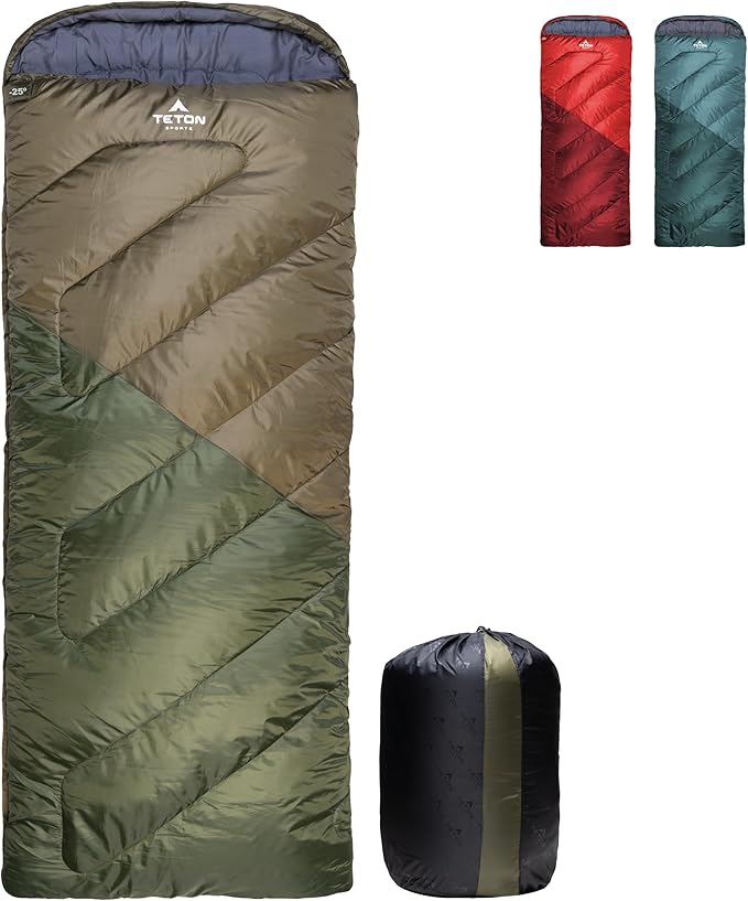 Teton Celsius Regular 25F 20F 0F Degree Sleeping Bags All Weather Bag for Adults and Kids Camping Made Easy and Warm Travel Sack Included