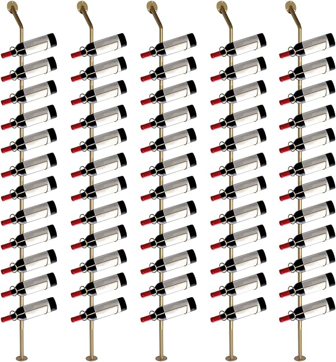 5 Pack 12 Bottle Wall Rack DIY Detachable Bottle Holder for Kitchen Pantry Dining Room Bar Commercial Restaurants
