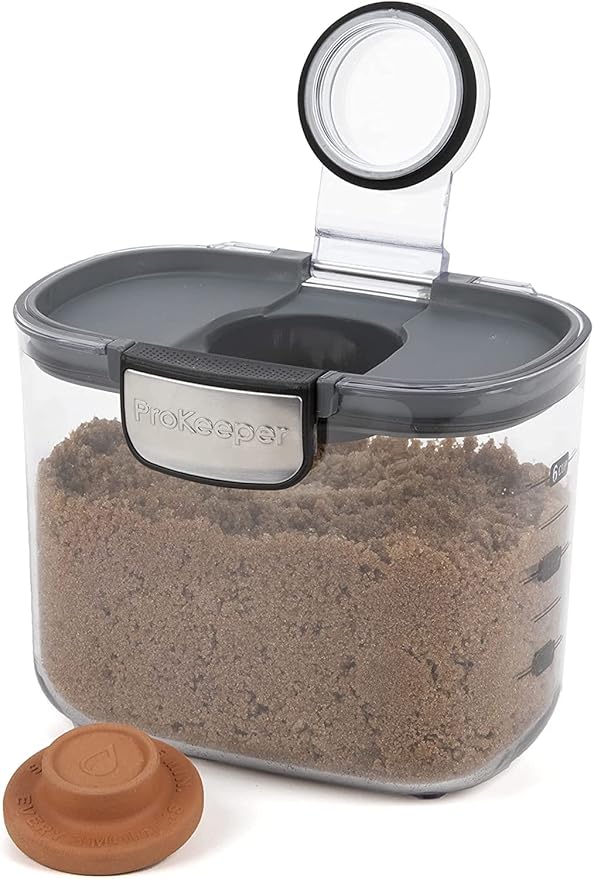 Progressive International ProKeeper+ Clear Plastic Airtight Food Baker's Kitchen Storage Organization Container Canister Set with Magnetic Accessories 2- Piece Set (Powdered &amp Brown Sugar 1.4-Qua
