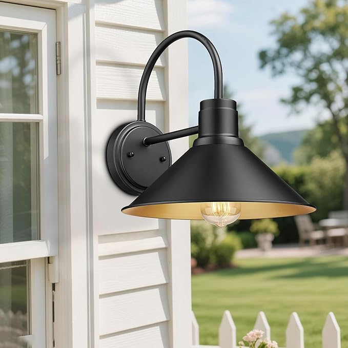 Exterior Barn Light Outdoor Wall Mount Light for House Front Porch Wall Lighting Fixture Farmhouse Outdoor Sconce Light (Black 3 Pack)