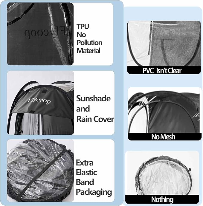 Sports Tent: Flycoop Portable Weather Pop Up Pod 1 Person to Provide Shelter from Wind Rain and Cold Weather Shelter for Outdoor Activities Sports Events Camping and Hiking