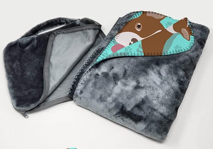 Caroline's Treasures MLM1045TBLT Red Boston Terrier Soft Travel Blanket with Bag Airplane Blanket Indoor Outdoor Camping Blanket for Traveling Picnics Beach Trips Concerts