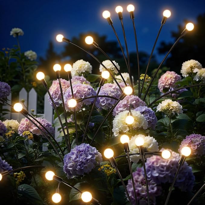 Outdoor Solar Lights Waterproof (8 Pack 80 LED) Fairy Garden Decor Fairy Tale Courtyard Decor Firefly Lights Solar Garden Lights Solar Landscape Lights Gifts for Women Who Have Everything