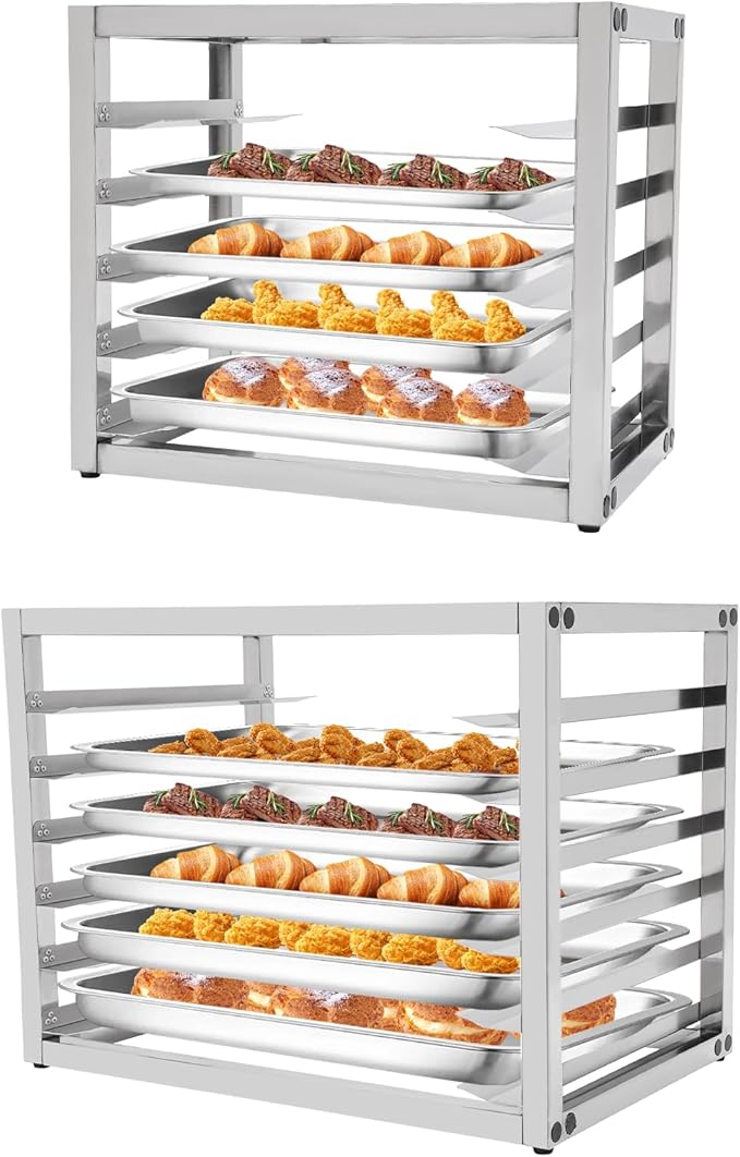 5 Tier Bun Pan Rack Aluminum Bakery Rack for Half or Full Sheets Commercial Dough Pizza Baking Tray Racks Storage Cooling Rack Bread Baking Equipment For Home Restaurant Kitchen (5 Tier)