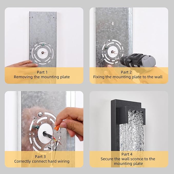 Hyunbae Outdoor Wall Light 18.9 Large LED Modern Outdoor Wall Sconce Waterproof Exterior Lighting Fixture with Acrylic Water Ripple Lamp 2700K Outdoor Porch Lights for House Garage Dimmable
