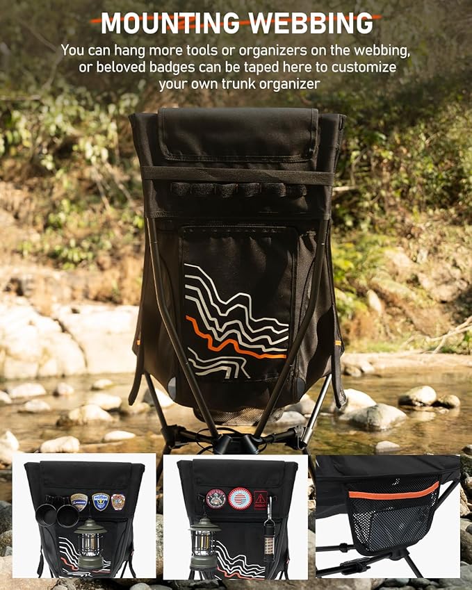 NOVSIGHT Camping Chairs - High Back Camping Chair with Adjustable Headrest and Feet Lightweight Aluminum Frame Breathable Mesh Folding Portable Camp Chair for Outdoor Hiking Beach Picnic