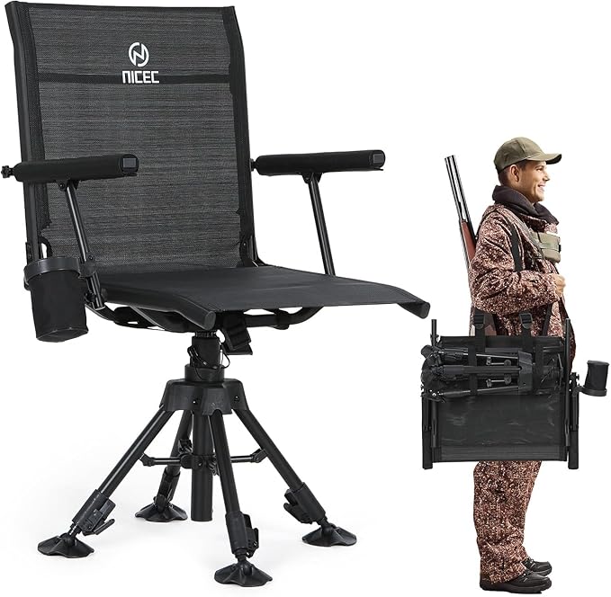 Nice C Heated Hunting Blind Chairs 360 Degree Silent Chair with Battery Swiveled Chairs 360 Degree Rotating Silent Hunting Blind Chair