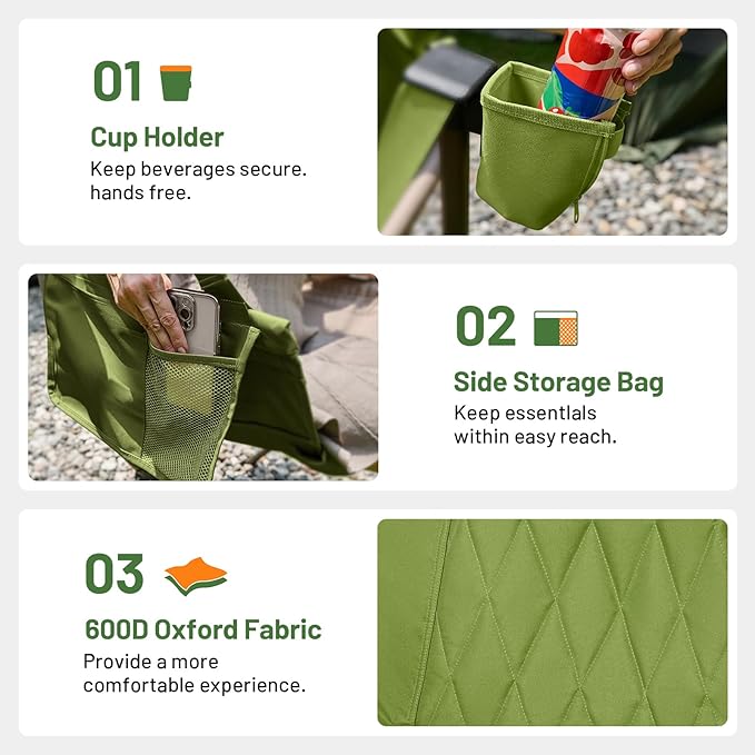 TIMBER RIDGE Hammock Camping Chair with Adjustable Backrest Heavy Duty Folding Hammock Chair Supports 300lbs Portable Hammock Chair for Camping Travelling and Patio Green