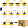 100FT 150W Ultra-Bright 21000 lumens Linkable Construction String Lights: Industrial Outdoor/Indoor Temporary Hanging Led Work Light for Attic Jobsite Garage Shop Lighting