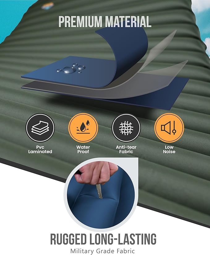 ZOOOBELIVES Extra Thickness | Wide Plus Sleeping Pad with Built-in Pump Inflatable Camping Mattress of Ultimate Comfort for Car Camping Tent and Backpacking Lightweight &amp Compact – Airlive2000