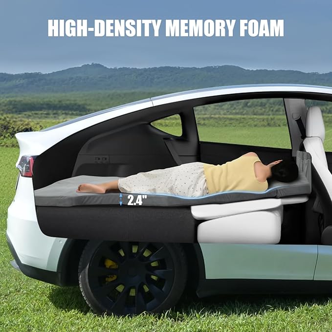 Memory Foam Mattress for Tesla Model Y - 2.4 High-Density Soft Car Camping Bed Foldable with Washable Sheet &amp Storage Bag 74 x 41 Sleeping Mat for Tesla Model Y Accessories Fits Frunk &amp