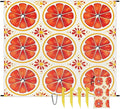 Waterproof Sandproof Beach Blanket 59''×68'' Citrus Flakes Polyester Outdoor Picnic Blanket with 4 Stakes &amp Storage Bag for BeachCampingVacation Red