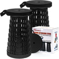 2025 2PCS Upgraded Collapsible Stool Thickened Set Portable Stool Folding Stools Foldable Chair for Camping Fishing Hiking BBQ and Outdoor Activities - Max 500lbs (Black)