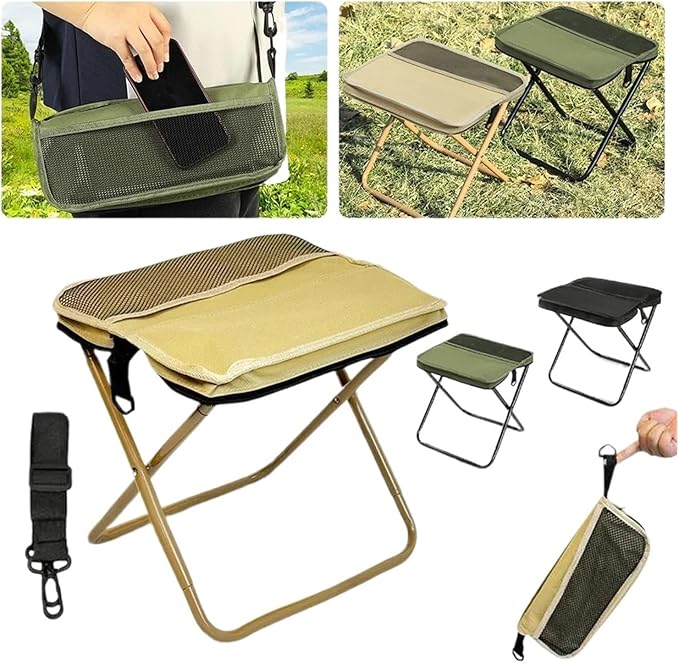 Foldable Backpack Stool Portable Small Mazar Satchel Pen Bag Camping Lightweight Outdoor Folding ChairCompatible For Fishing Travel(Black L)