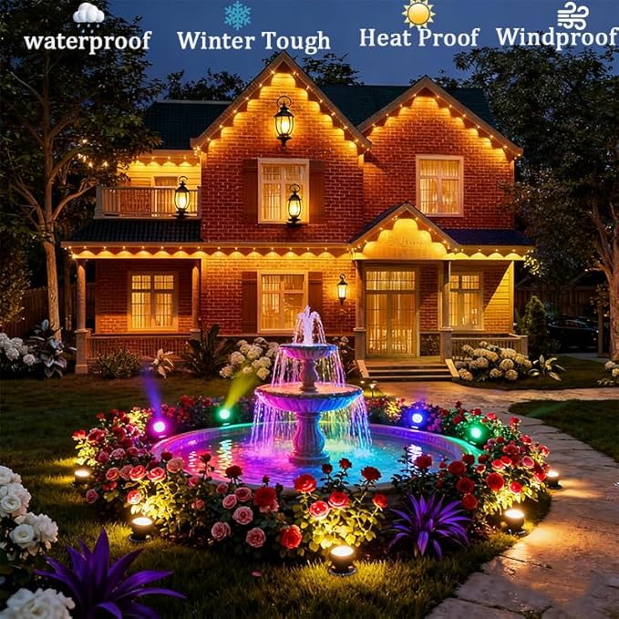 Permanent Outdoor Lights 54ft Smart Outdoor Christmas Lights 24V with RGBCW 36 LED IP67 Waterproof Eaves Lighting with 213 Modes for HolidayParty Daily APP/Remote Control