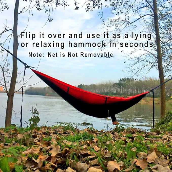 Sunyear Camping Hammock Portable Single &amp Double Hammock with Net 2 Person Hammock Tent with 2 * 10ft Straps Best for Outdoor Hiking Survival Travel