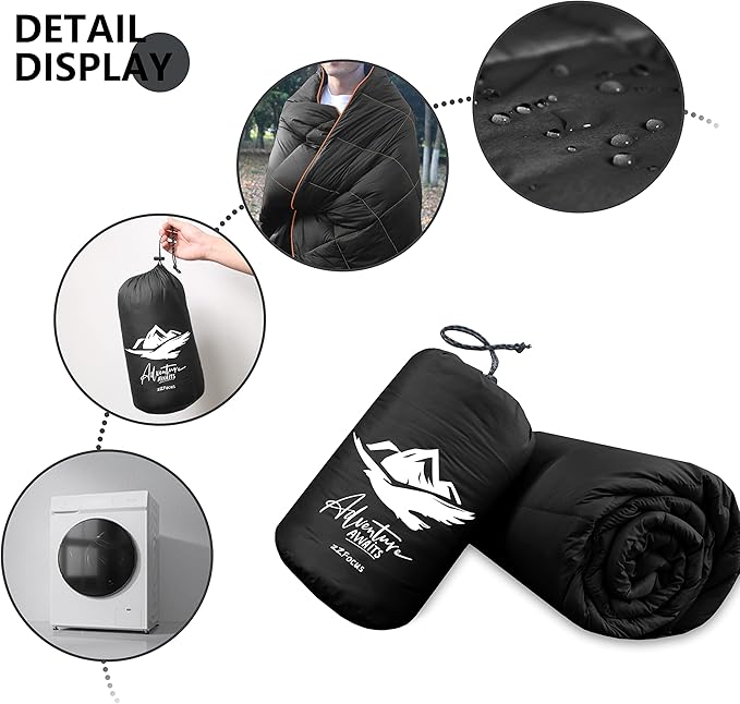 Camping BlanketLightweight Puffy Blanket Packable Down Alternative Throw Blanket Waterproof Windproof for Outdoors Travel Beach Airplane Hiking