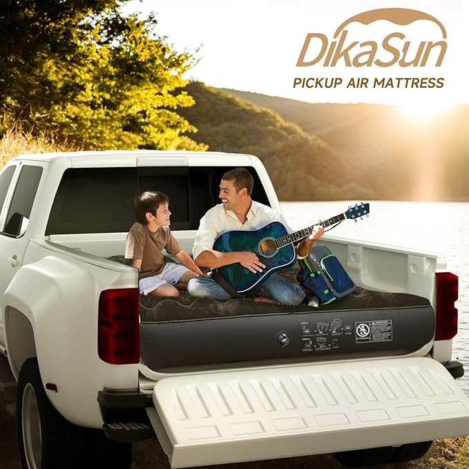 Truck Bed Mattress Truck Bed Air Mattress for 5.5-5.8ft Full Size Short Beds Inflatable Camping Air Mattress Truck Tent Accessories with Pump &amp Carry Bag(A-Black)