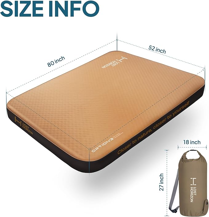 LOSTHORIZON Air &amp Foam Camping Mattress Self-Inflating Sleeping Pad 4.5 Thick with Air Pump Full