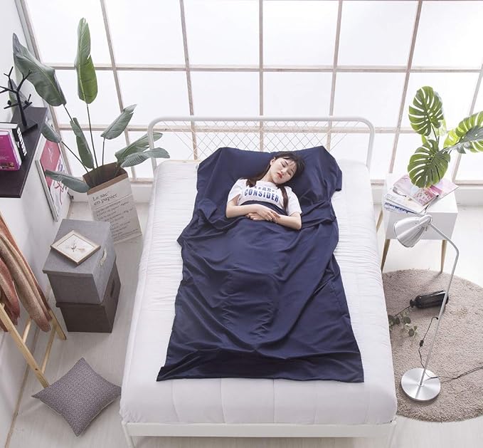 Sleeping Bag Liner Travel Sheets for Hotel Camping Sheets Travel Bed Sheets for Hotel Lightweight Single &ampDouble Compact Sleeping Bag Sack Breathable Travel Sleeping Bag for Hotels Adult Compact S