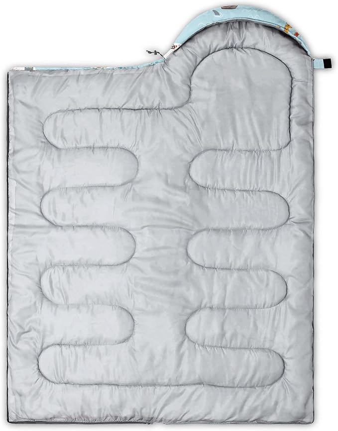 Kids Sleeping Bag for Boys GirlsAnimal Island Print-Lightweight Warm Portable Outdoor Indoor-Waterproof Cold Weather Resistant Sleeping Bag for Camping Hiking(Animal Island)