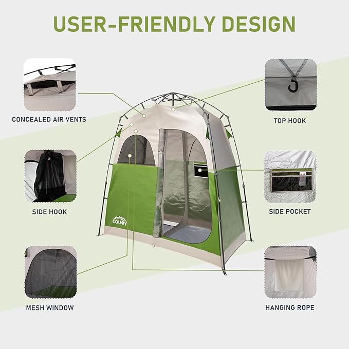 Instant Camping Shower Tent Privacy Shelter Portable Outdoor Sun Shelter for Camping Beach Hiking Fishing 1 Room/2 Rooms
