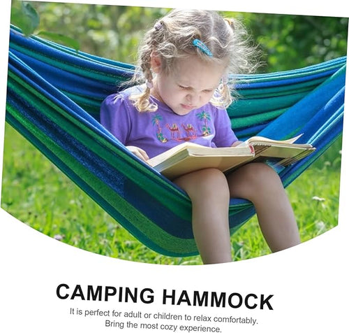 150kg Camping Hammock for Travel and Outdoor Use Double-Sized Striped Canvas Design for Beach Garden and Hiking Adventures