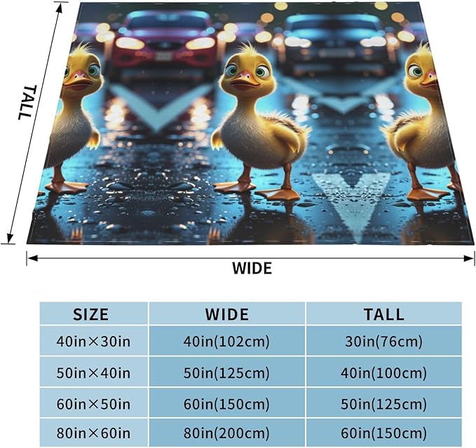The Duckling 60x50 Printed Soft Fleece Blanket for Sofa Bed and Camping - Cozy Blanket for Travel Picnics Nighttime Use