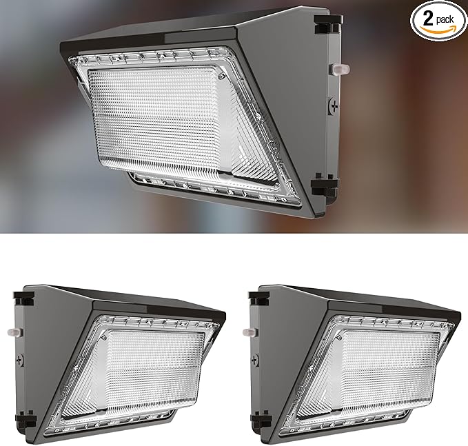 Lightdot 2Pack 150W LED Wall Pack Lights | 22500LM(150Lm/W) Dusk to Dawn Photocell 5000K IP65 Waterproof Outdoor Exterior Lighting for 10-20ft Height | 100-277V ETL Black | 5-Year Warranty