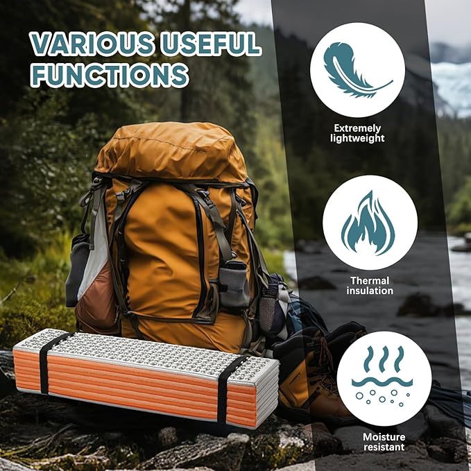Ultralight Foam Sleeping Pad Waterproof Closed Cell Foam Pad for Superior Insulation Folding Sleeping Mat for Compact Storage Foldable and Portable for Hiking and Camping