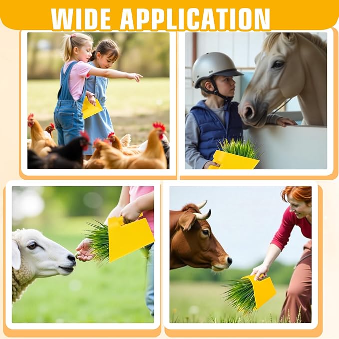 6 Pcs Plastic Enclosed Feed Scoop Heavy Duty Durable Stackable Horse Yellow Feed Scoop for Livestock Animal Ranchers Homesteaders Farmers 2 Qt