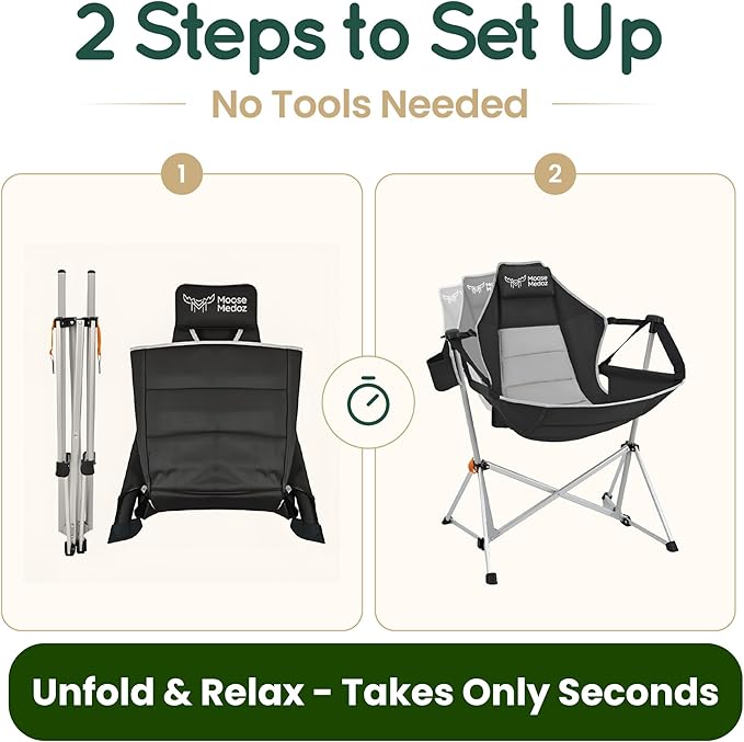Hammock Camping Chair – Folding Swing Chair with Headrest &amp Cup Holder 300 lbs Support Breathable Mesh Portable &amp Lightweight for Outdoor Camping Fishing Patio &amp Travel