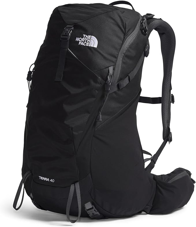 The North Face Terra 40 Backpack - Unisex Hiking Pack Padded Hipbelt Pole &amp Ice Axe Attachments Hydration Sleeve TNF Black/Asphalt Grey-NPF Small/Medium