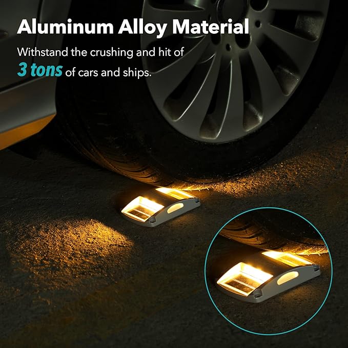 AGPTEK Solar Driveway Lights 20 Pack Outdoor Deck Dock Marine LED Solar Powered Waterproof Driveway Marker Lights for Warning Step Sidewalk Pathway Garden Yard (Warm White)