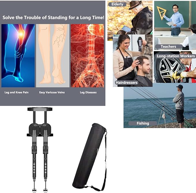 Adjustable Wearable Chair Invisible Seat Portable Invisible Seat Leg Support Seat Invisible Chair Wearable Exoskeleton Stool 5 Gear Heights Adjustable for Camping Indoor Outdoor