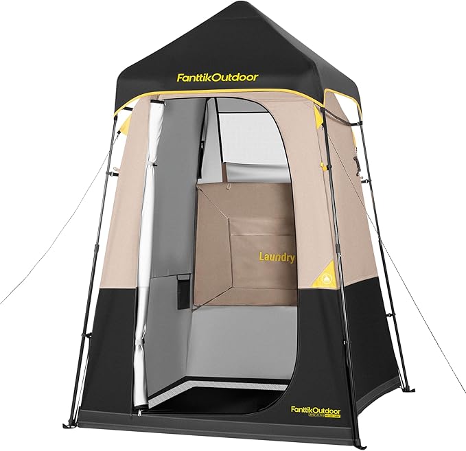 FanttikOutdoor Zeta A1 Pro Shower Tent 1 Rooms Portable Privacy Shelter for Shower &amp Dressing Instant Setup in 60 Seconds with Rainfly &amp Windproof Ideal for Camping &amp Hiking Fishing B