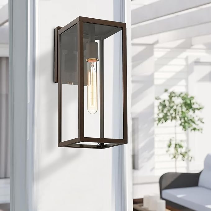 Bestshared Outdoor Wall Sconce LightsExterior Wall Lighting Fixtures with Clear Glass Anti-Rust Modern Black Outside Lantern Lamp for House Front Porch Doorway Patio (Oil Rubbed Bronze 15-1 Pack)