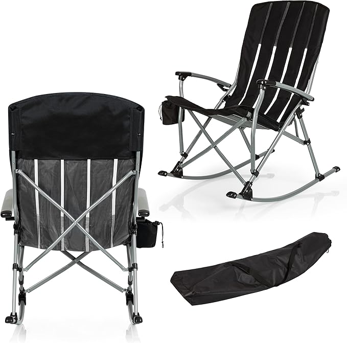Picnic TIME Outdoor Rocking Camp Chair - XL Heavy Duty Camping Chair for Adults