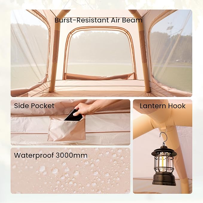 ABORON 2/6/8/10/12 Person Inflatable Camping Tent Easy Setup Blow Up Tent with Hand Pump PU3000mm Waterproof &amp Breathable 4 Season Glamping Tent for Outdoor Camping